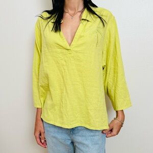 New Calypso St. Barth Linen Top with a palm tree embroidery Boho